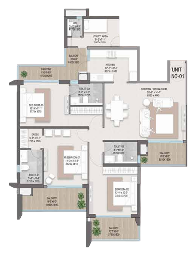 Unit 01 Left Floor Plan