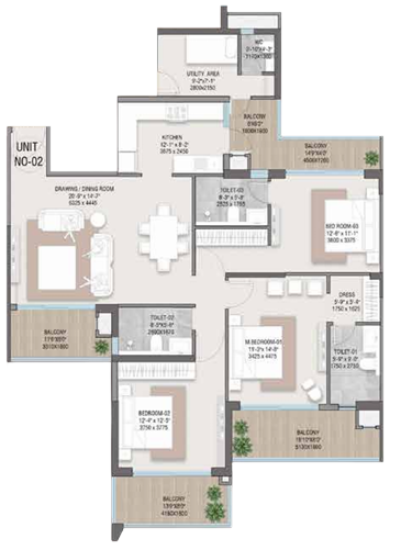 Unit 01 Right Floor Plan